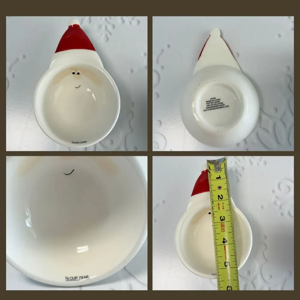 Avon Christmas Ceramic Nesting Measuring Cups Set Santa Reindeer Penguin Snowman